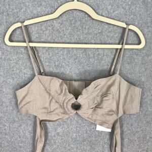 7‎ For All Mankind Crop Top Medium Linen Corset Coastal Resort Wrap Neutral Bra